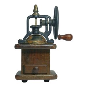 Vintage Manual Coffee Grinder - Wood & Metal